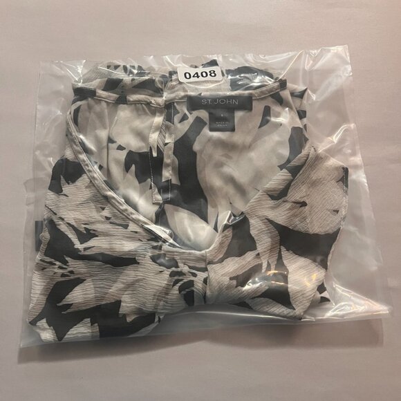 ST. JOHN Silk Floral Ruffle Blouse - Picture 7 of 7